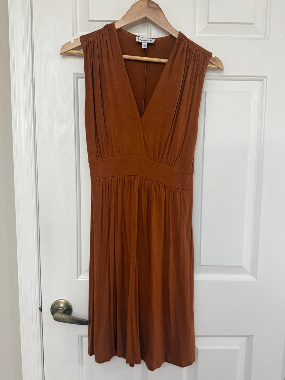 Veronica M Rust-Tone Sleeveless V-Neck Dress
